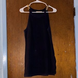 Michael Kors Navy Tank Top with Gold Chain Accents